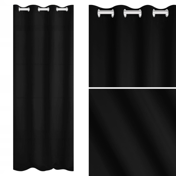 Zasłona 140 x 250 Blackout Przelotki Hold Czarny