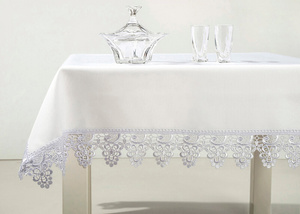 Stainproof Tablecloth with Guipure Lace White 130x230