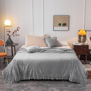 Blanket 150 x 200 Microfiber Frill Ruffly Grey