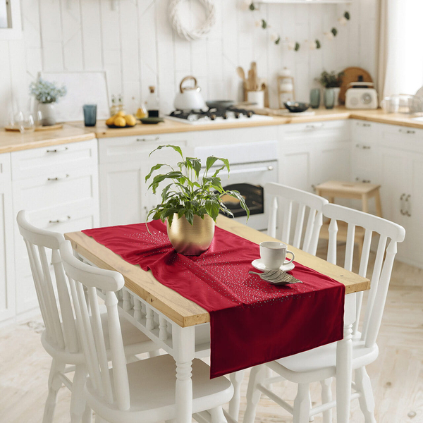 Bieżnik 60 x 120 Dekoracyjny Velvet Shiny Czerwony