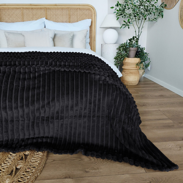 Blanket 200 x 220 Microfiber Stamped Stripes Nuvio 08