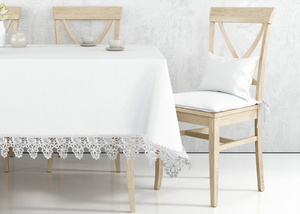 Stainproof Tablecloth with Guipure Lace White 130x210