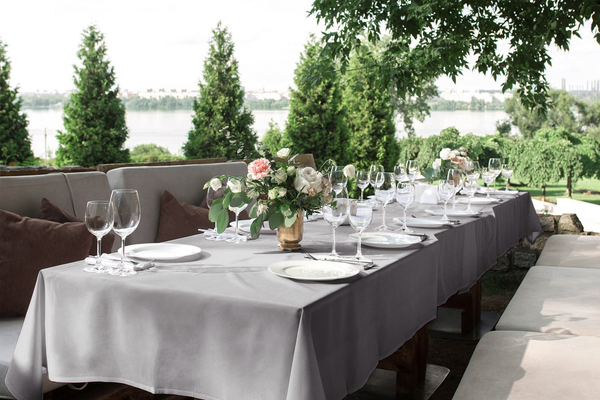 Obrus 140x400 Plamoodporny Klasyczny Elegant Szary