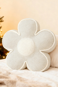Pillow 50 x 15 Decorative Flower Boucle Beige