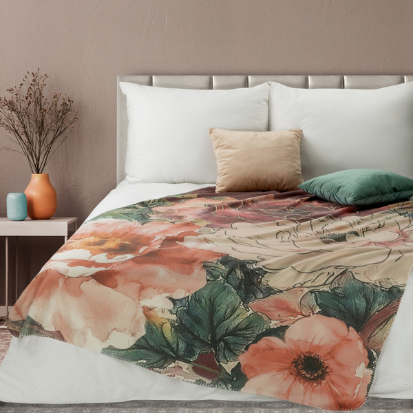 Koc 150 x 200 Bawełna Akryl Chloe Pomarańcz+Krem