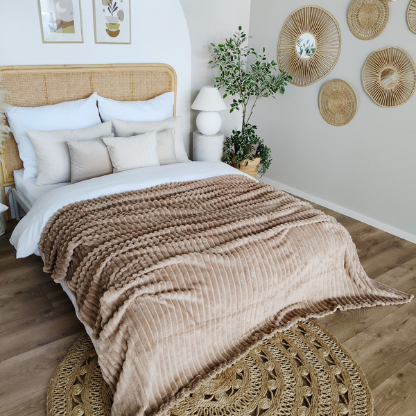 Blanket 200 x 220 Microfiber Stamped Stripes Nuvio 04