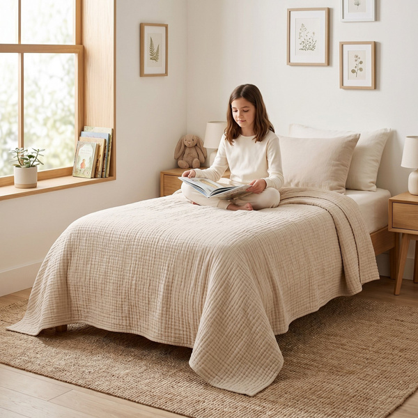 Koc 100 x 140 Muślinowy Dziecięcy Bawełna Velia 02