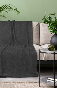 Blanket 150 x 200 Microfiber Boucle Bukla Black