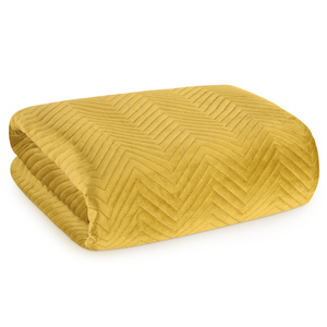 Sofia Mustard Decorative Velour Bedspread 230 x 260