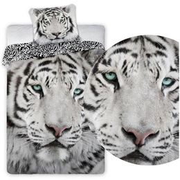 Pościel Młodzieżowa Bawełniana Szara 366 Tygrys 140x200NP 2 części 70x90