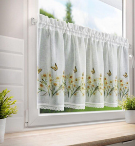 Curtain 60 x 150 Decorative Ready-made Flora White+Yellow