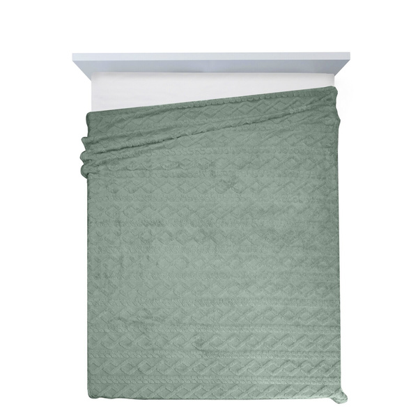 Koc 200 x 220 Design Mikrofibra Warkocz Mięta