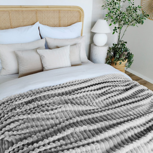 Blanket 160 x 200 Microfiber Stamped Stripes Nuvio 02