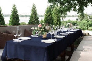 Tablecloth 140x340 Stainproof Classic Savio Navy Blue