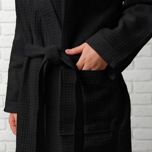 Gofer Unisex Cotton Bathrobe Vizzy S 04 Black