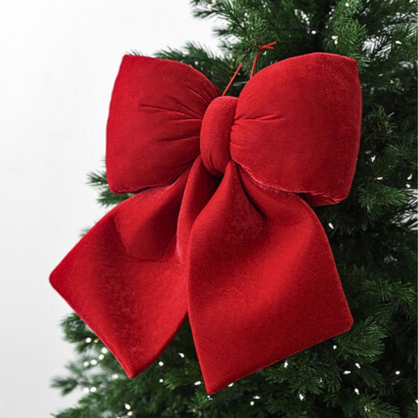 20 x 20 Christmas Velour Holly Bow 01 Card