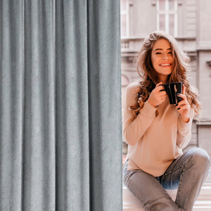 Curtain 140 x 270 Decorative Velvet Rivia Steel