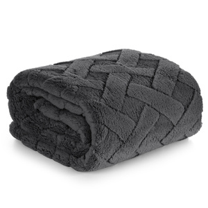 150 x 200 Plush Blanket Herringbone Caro Steel