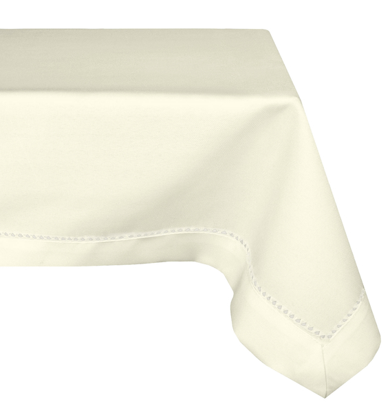 Stain Resistant Tablecloth with Moiré 240_Cream 140x350