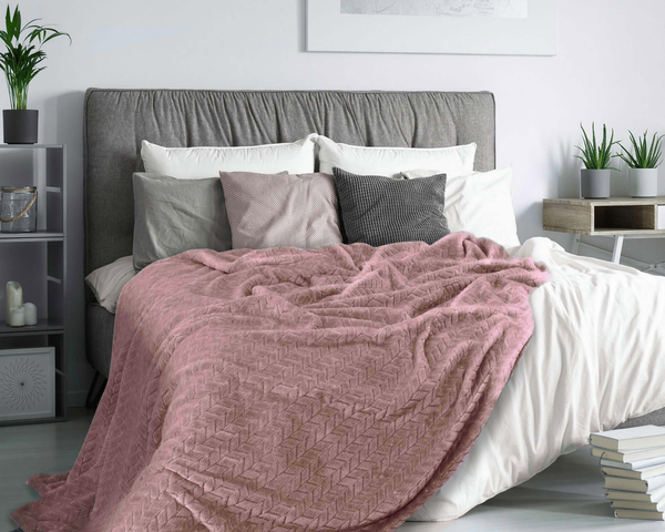 Koc 220 x 200 Mikrofibra Design Cindy Pudrowy Róż