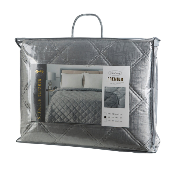 Narzuta 170 x 210 Pikowana Welurowa Blink6 Srebrny