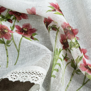 Firana 30 x 150 Dekoracyjna Gotowa Isa Biały+Bordo