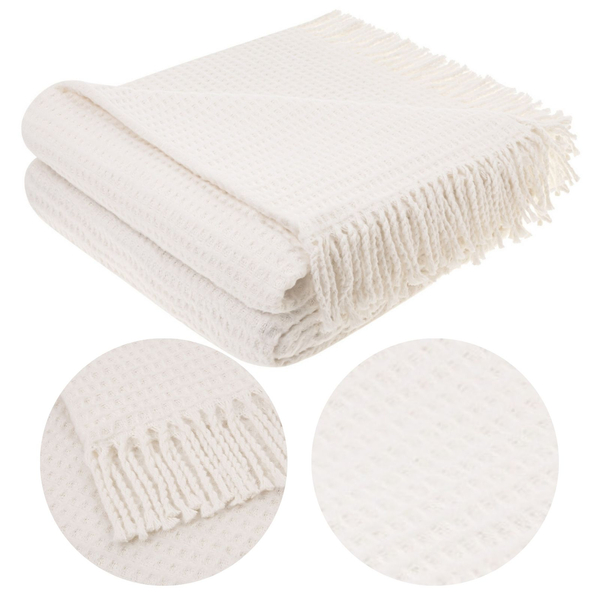 Blanket 150 x 200 Cotton-Acrylic Check Cream