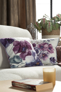 Cushion cover 45 x 45 Decorative Velvet 124 Purple+Cream