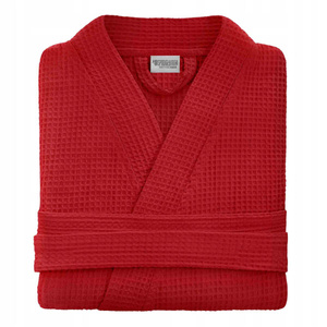 Kimono Robe Gofer Cotton Unisex XS Red