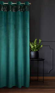 Velvet Jasper Curtain 140 x 250 Dark Turquoise
