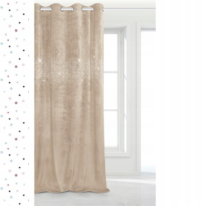 Curtain 140 x 250 Decorative Velour Shiny Beige