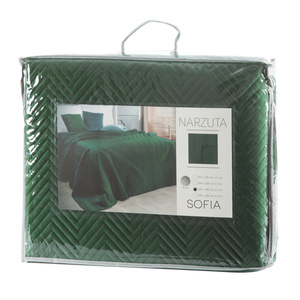 Sofia C. 170 x 210 Decorative Velour Bedspread. Herb