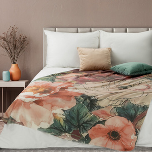 Koc 150 x 200 Bawełna Akryl Chloe Pomarańcz+Krem