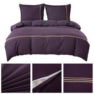 Pościel 160 x 200 3cz Gładka Z Haftem Lumera 04