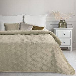 Quilted Velvet Bedspread Sofia5 Beige 220 x 240