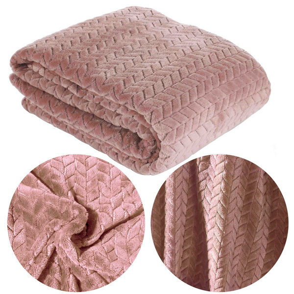Koc 220 x 200 Mikrofibra Design Cindy Pudrowy Róż