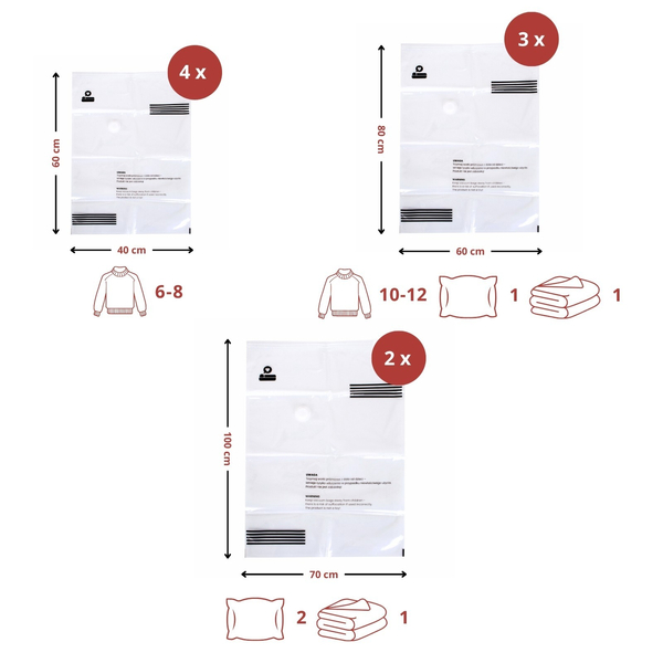 Set of Vacuum Bags for Clothes, Bedding, Textiles 9 pcs Noah