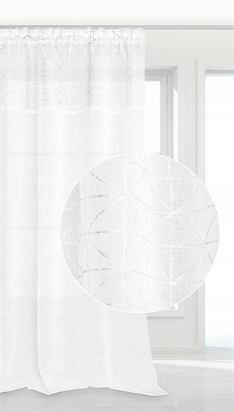 Curtain 140 x 270 Decorative Glossy Tape White