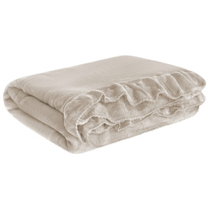 Blanket 150 x 200 Microfiber Frill Ruffly Beige