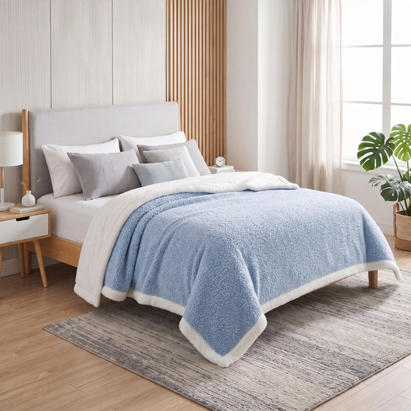 Koc 200 x 220 Boucle Bukla z Lamówką Mellori 02