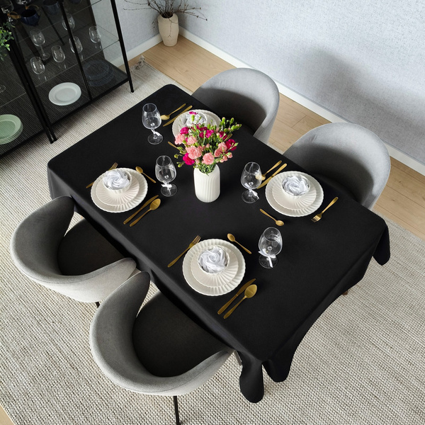 Obrus 140x450 Plamoodporny Klasyczny Elegant Czerń