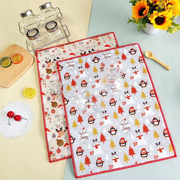 38 x 51 Santa Christmas Dish Drying Mat