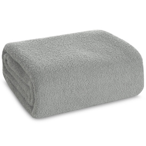 Blanket 200 x 220 Microfiber Boucle Boucle Silver