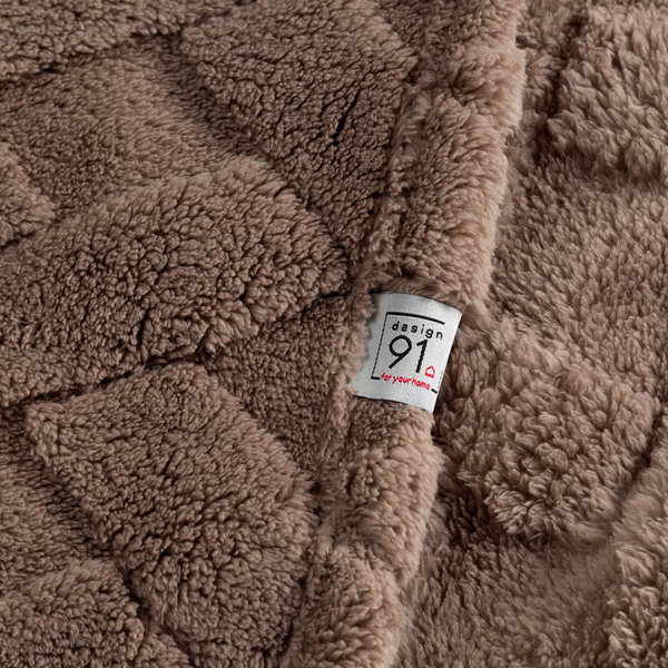 Koc 150 x 200 Pluszowy Jodełka Caro C.Beż