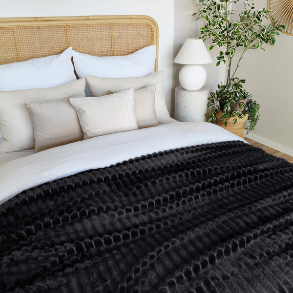 Blanket 200 x 220 Microfiber Stamped Stripes Nuvio 08