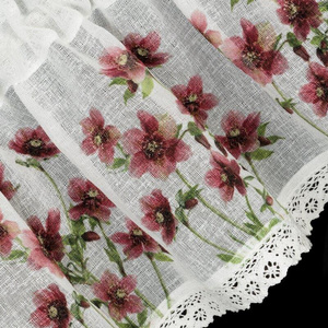 Curtain 30 x 150 Decorative Ready-made Isa White+Bordo