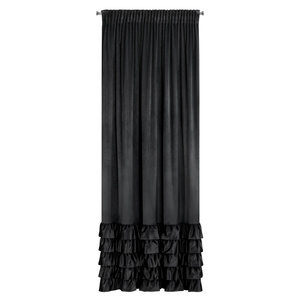 Curtain 140 x 270 Velvet with Ruffle Dani Black