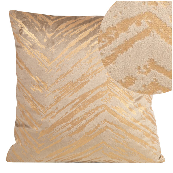 Poszewka 40 x 40 Dekoracyjna Velvet Sara C.Beż+Zł