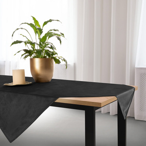 85 x 85 Decorative Velvet Soft Black Tablecloth
