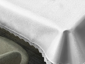 Stain-Resistant Tablecloth 150 x 300 with Lace 2100 White